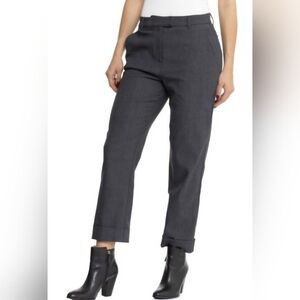 G Fore Golf Trouser SZ 4 Cuffed Charcoal Gray Plaid Flat Front Cropped Stretch